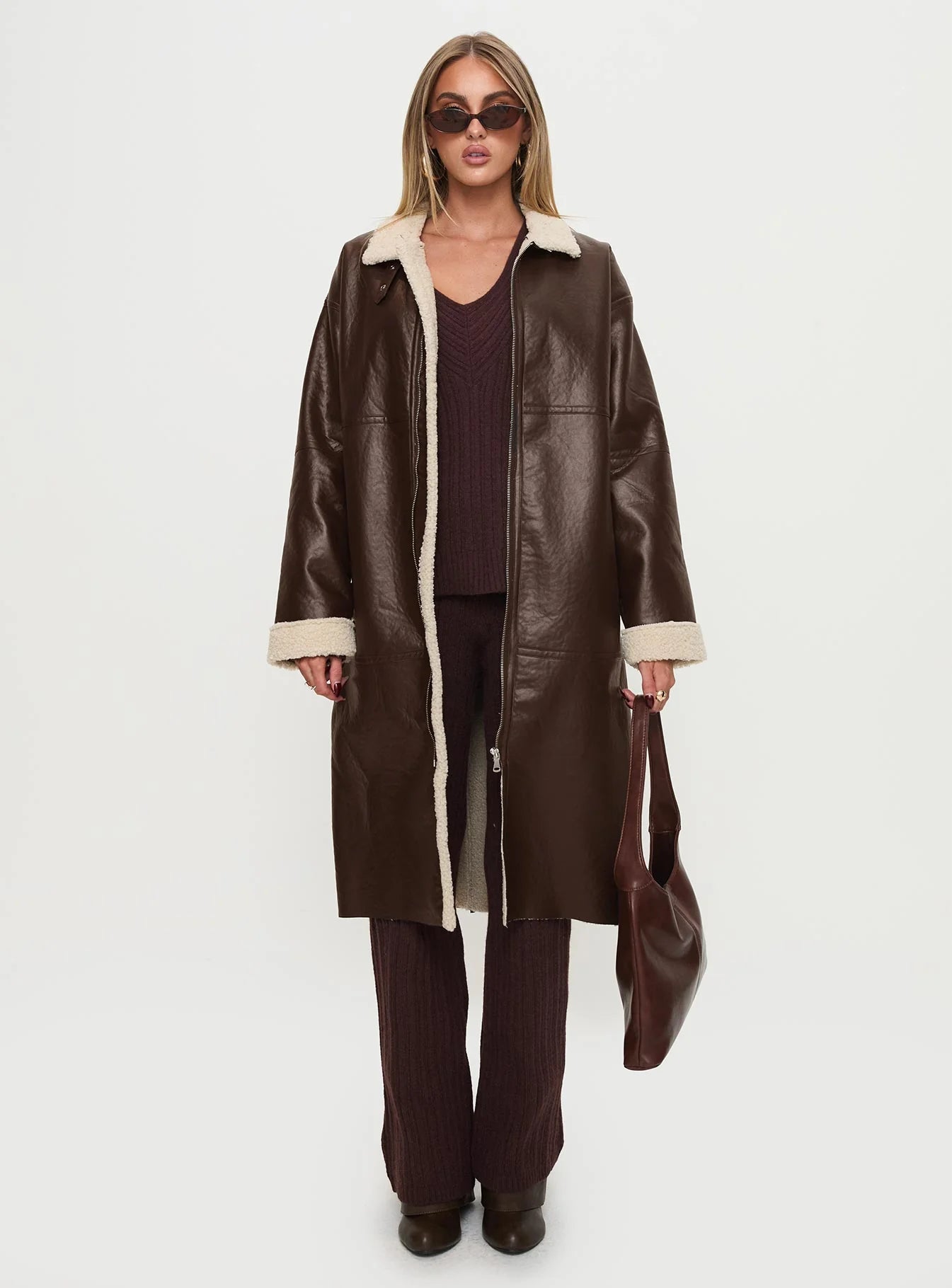 Ammelia Shearling Long line Jacket Brown