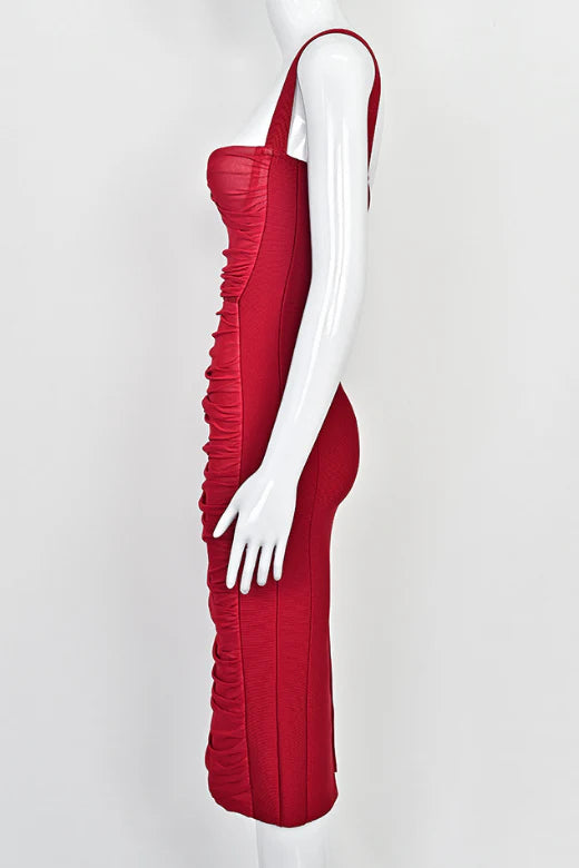 Marilyn Bodycon Wrap Midi Dress Red Wine Sale