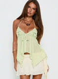 Wistie Asymmetrical Beaded Top Green