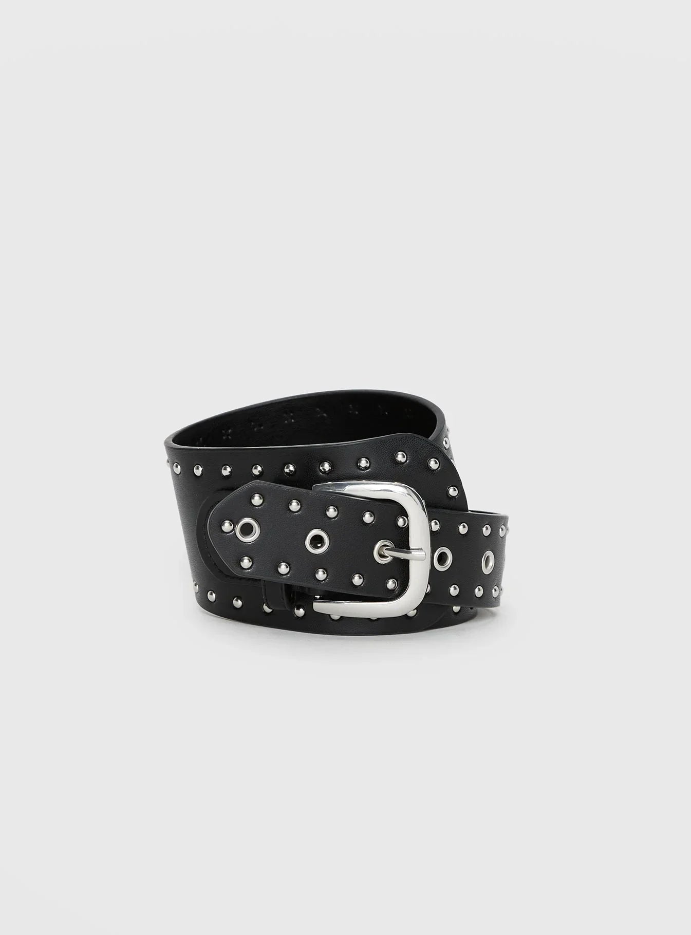 Main Thing Faux Leather Studded Belt Black Silver