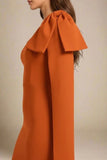 Lela Long Sleeve Bandage Midi Dress Apricot Orange