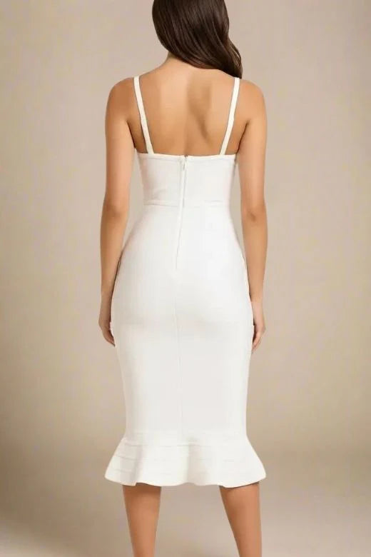 Joy Bandage Midi Dress White Pearl