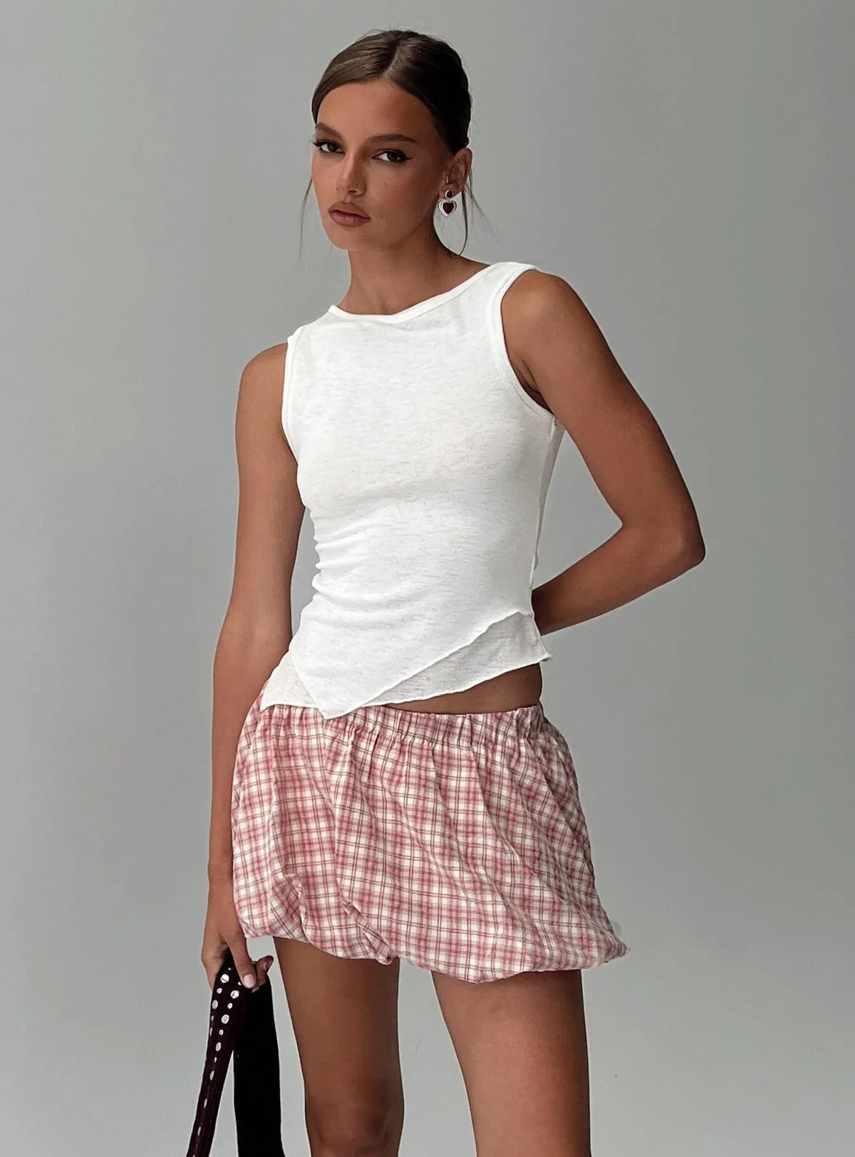Cydnee Bubble Hem Mini Skort Red Multi