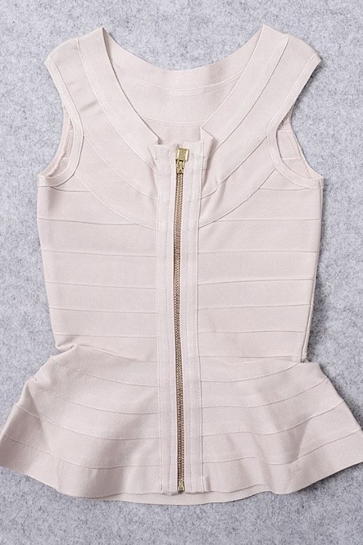 Leni Bandage Peplum Top Beige