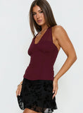 Lynford Chiffon Detail Halter Top Wine