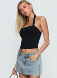 Ghisella Square Neck Halter Top Black