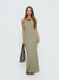 Solola Strapless Maxi Dress Green Stripe