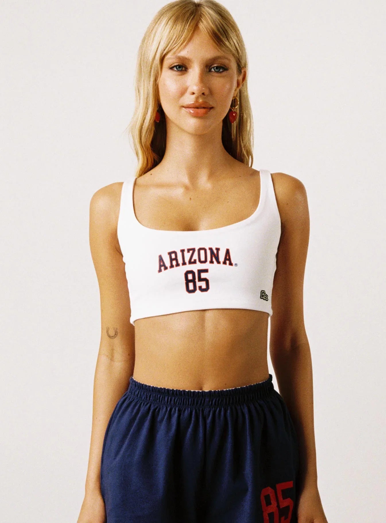 U of A Scoop Neck Crop Top White