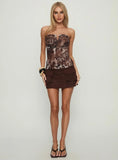Nataleah Strapless Bust Detail Top Brown Multi