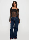 Fiorello Long Sleeve Top Black