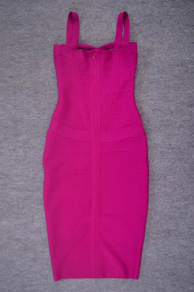 Heidi Bandage Midi Dress Magenta Pink