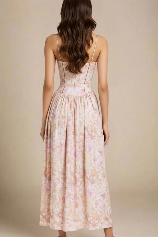 Tasmin Midi Dress Pink Print