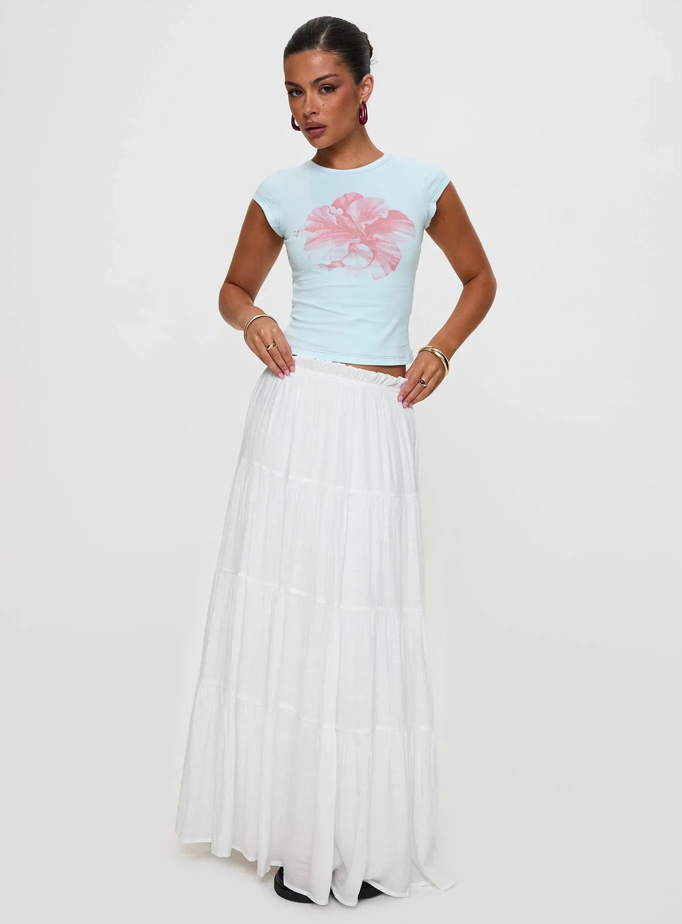 Owenz Hibiscus Baby Tee Blue