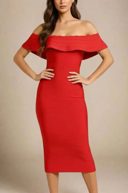 Billie Bandage Midi Dress Lipstick Red