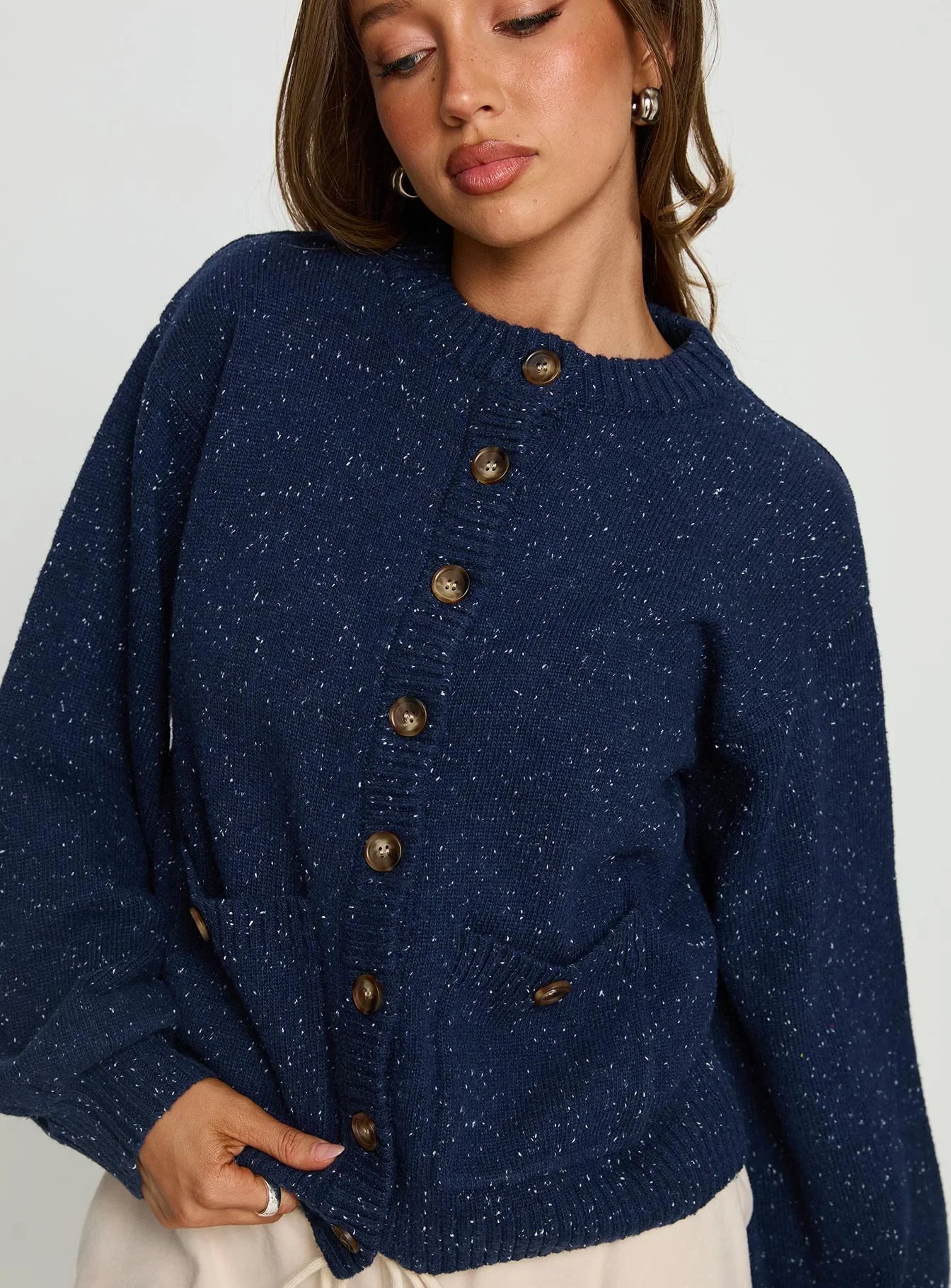 Dorah Boxy Cardigan Navy Blue