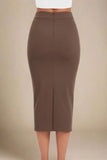 Pencil High Waist Bandage Midi Skirt Tan Brown