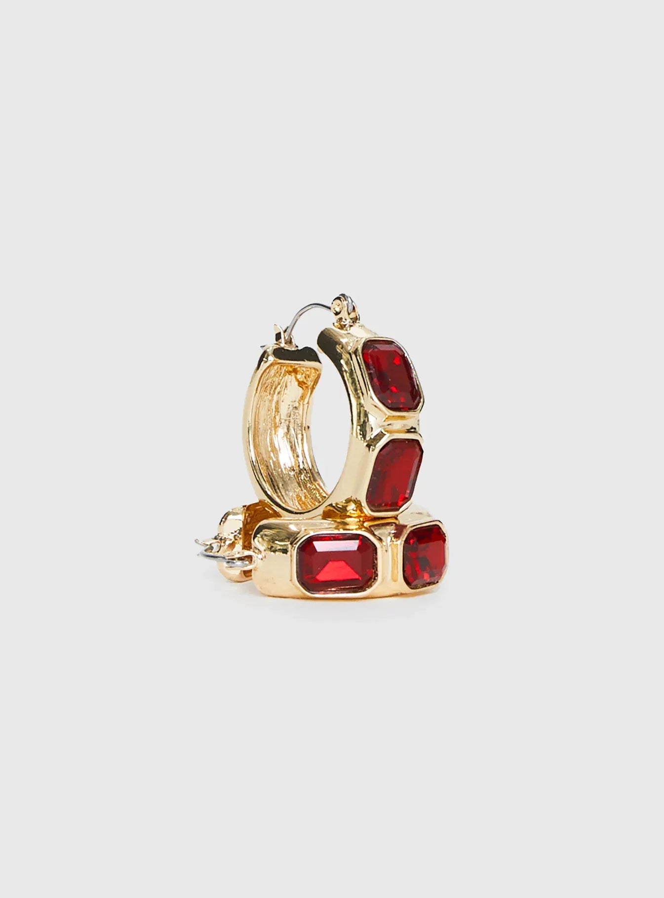 Gabrianna Hoop Earrings Gold Red