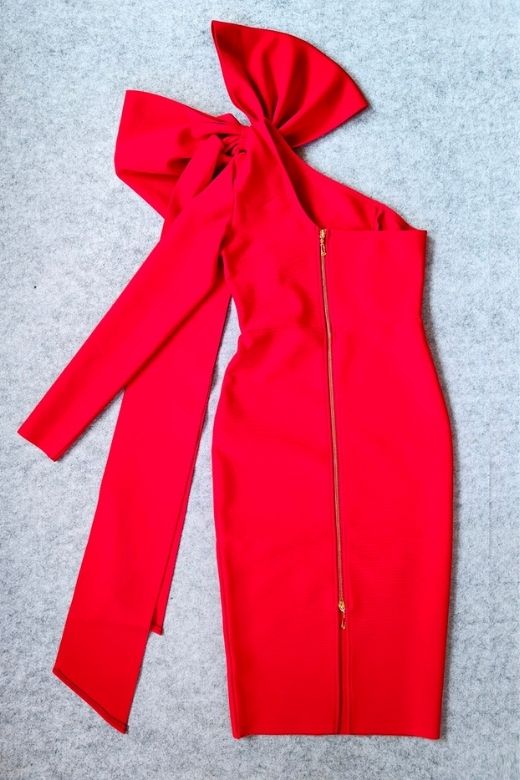 Lela Long Sleeve Bandage Midi Dress Lipstick Red