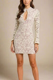 Charlotte Long Sleeve Bodycon Mini Dress Cream