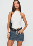 Nickei Denim Mini Skirt Washed Blue Petite