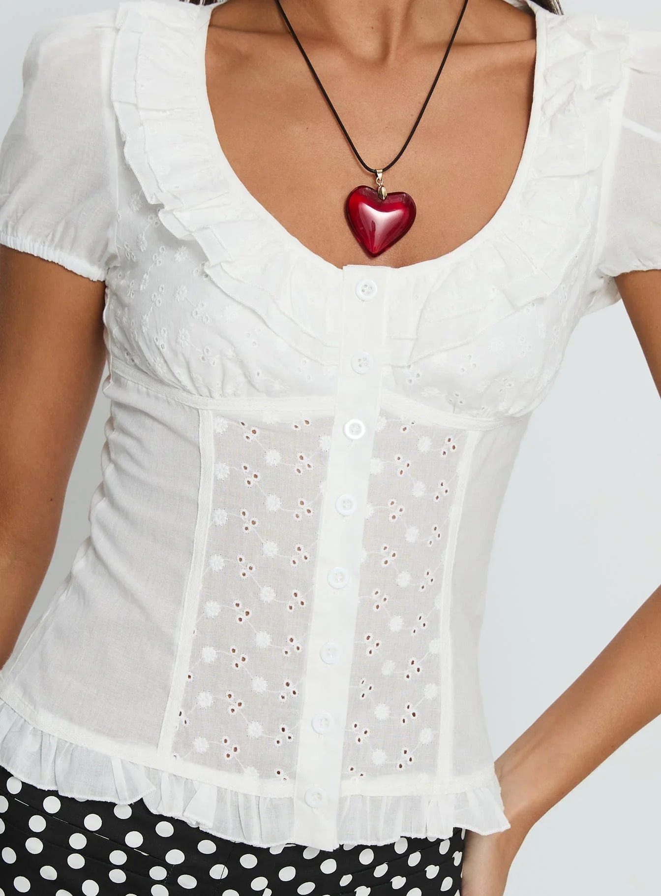 Caryann Frill Blouse Top White