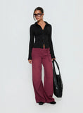 Boxie Mid Rise Wide Leg Jeans Washed Burgundy