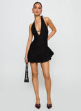 Solistaire Halter Mini Dress Black