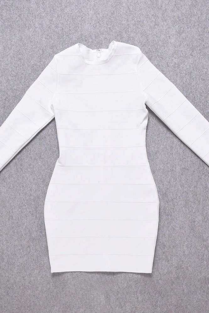 Pamela Long Sleeve Bandage Mini Dress White Pearl