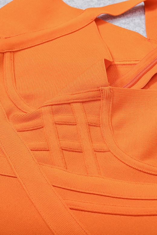 Leo Bandage Midi Dress Apricot Orange Sale