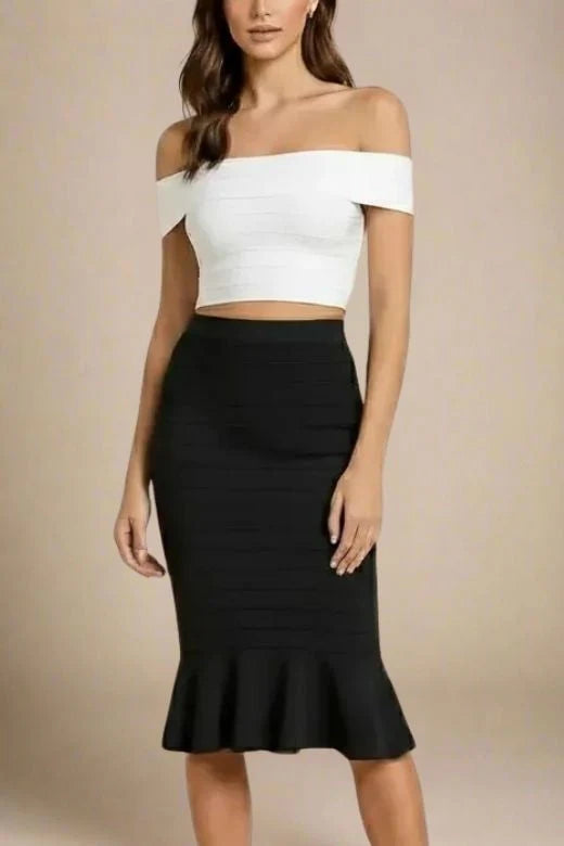 Vera Bandage Off Shoulder Top White Pearl