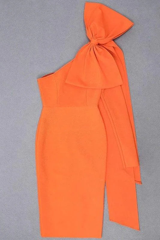 Lela Long Sleeve Bandage Midi Dress Apricot Orange