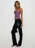 Quotation Diamante Flare Pants Black