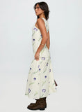 Jessabelle Linen Blend Midi Dress Cream Floral