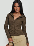 Held My Hand Long Sleeve Top Brown Stripe
