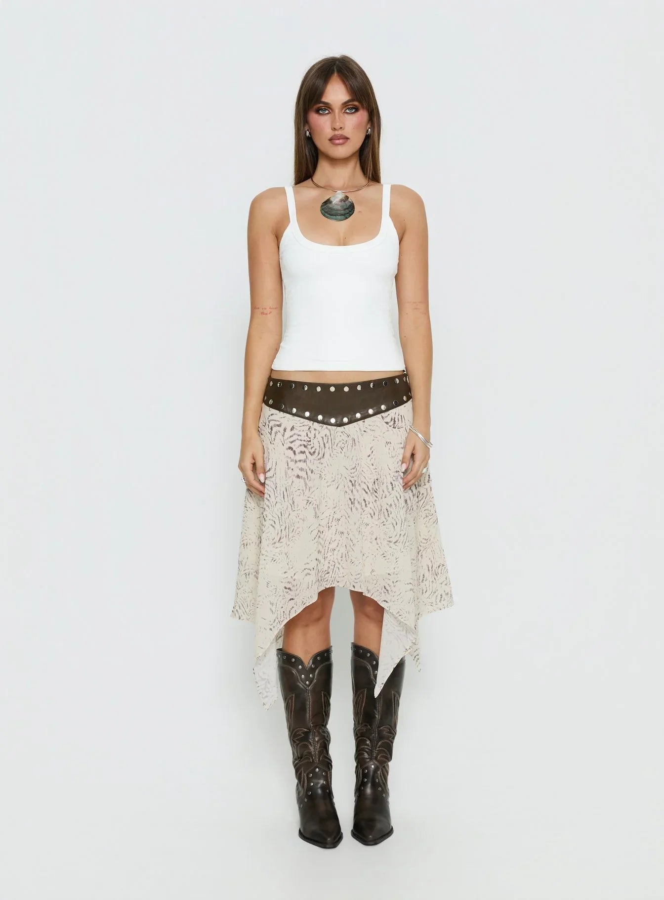Dark Mirage Asymmetrical Midi Skirt Multi