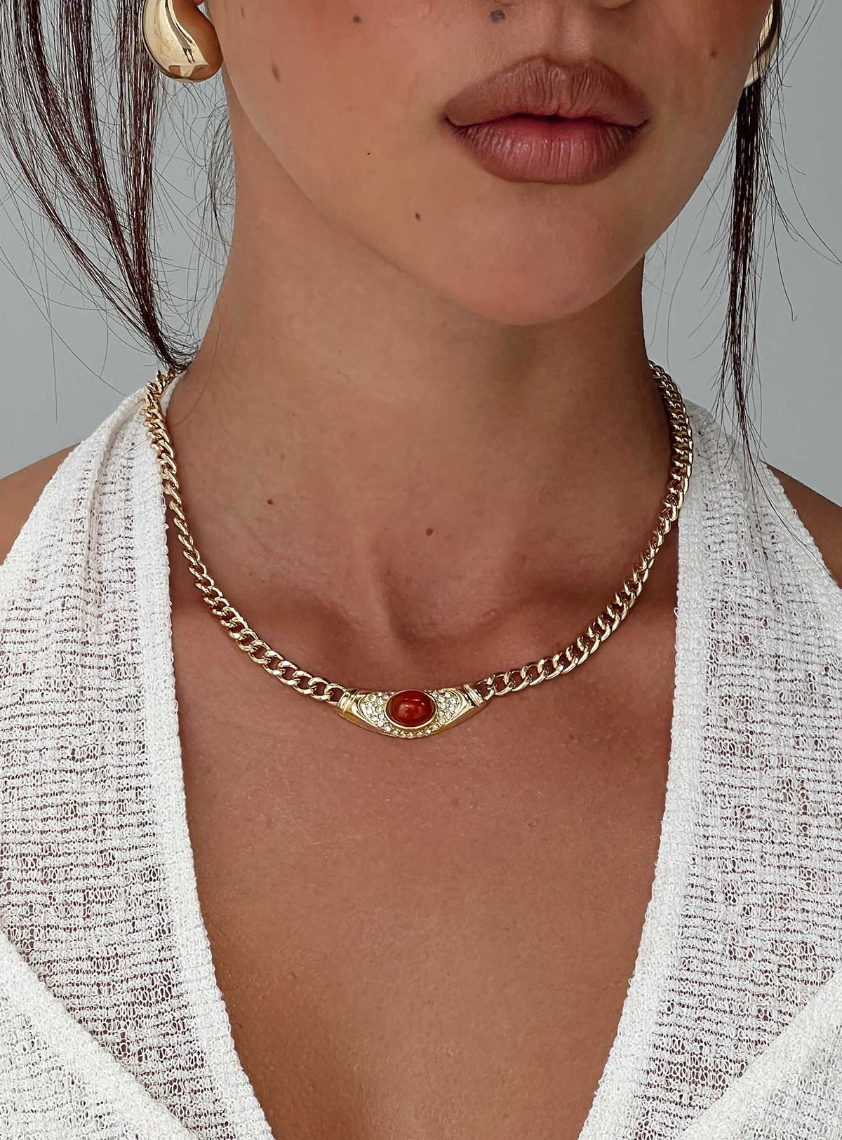 No Place Like Home Necklace Gold Red