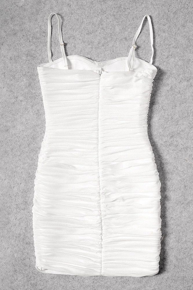 Cassie Bodycon Wrap Mini Dress White Pearl
