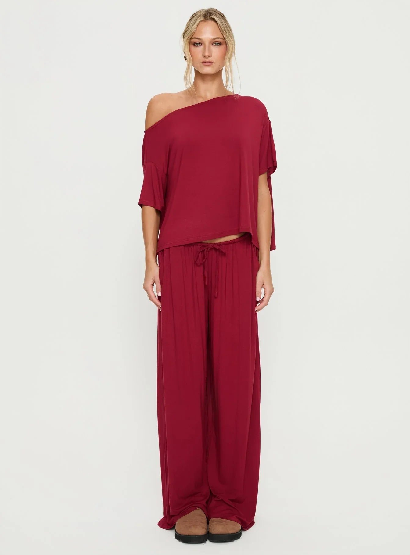 Cozy Hour Sleep Relaxed Pants Red