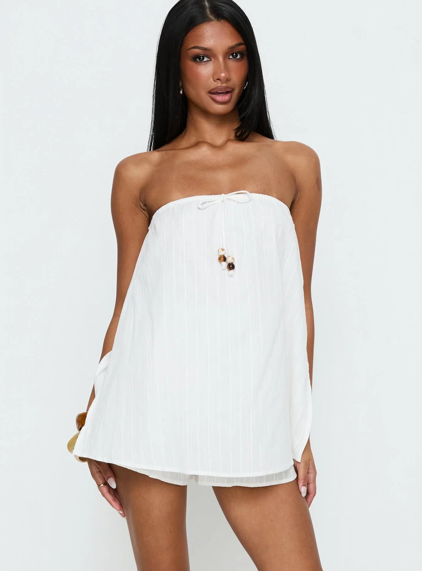 Isafelia Strapless Playsuit Off White