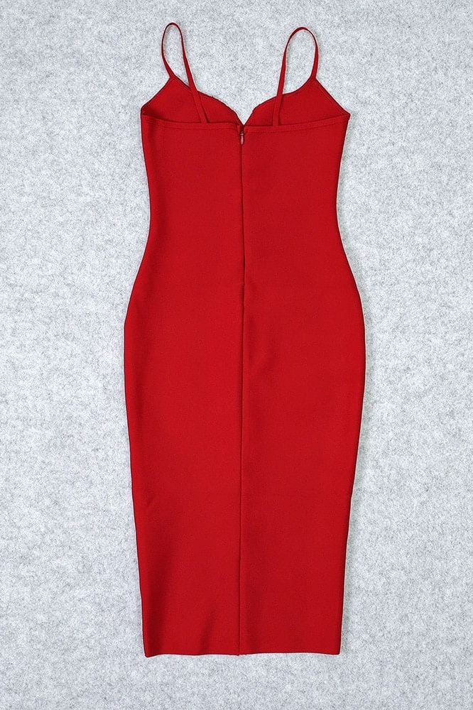 Blanche Bandage Midi Dress Lipstick Red
