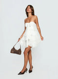 Kalari Strapless Layered Mini Dress White