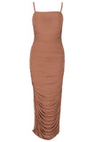 Zoe Bodycon Wrap Maxi Dress Tan Brown Sale