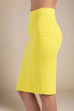 Pencil Bandage Knitted Knee Length Skirt Sun Yellow