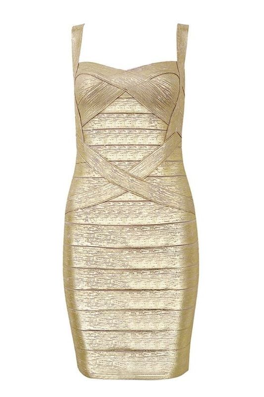 Heidi Bandage Mini Dress Gold Sale