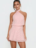 Eurythmic Scarf Halter Mini Dress Pink Jacquard