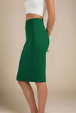 Pencil High Waist Bandage Knee Length Skirt Emerald Green