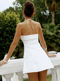 Just Promise Diamante Detail Mini Dress White