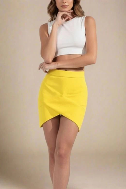 Jay High Waist Bandage Mini Skirt Sun Yellow
