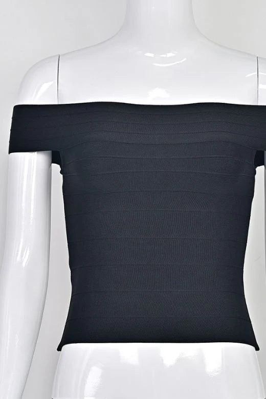 Vera Bandage Off Shoulder Top White Pearl