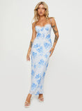 Hamri Maxi Dress White Blue Floral